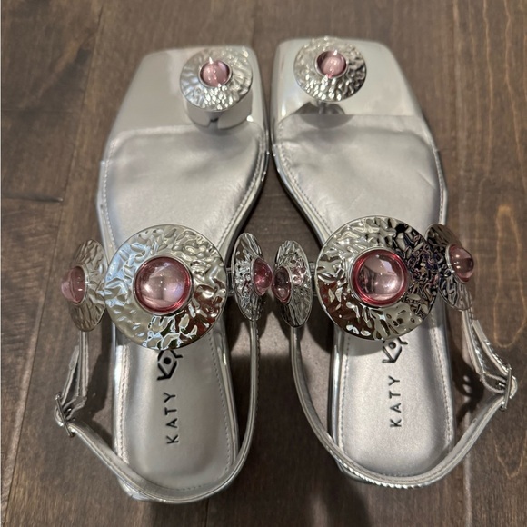 NWT Katy Perry Camie Silver Sandals Sz 8.5M Bling Slide - Picture 10 of 13